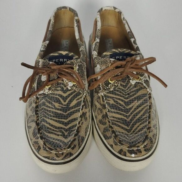 Sperry Animal Print Sequin Boat Shoes size 8.5 - Picture 2 of 8